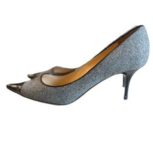 JIMMY CHOO Flannel Patent Cap Toe Pumps Size 6